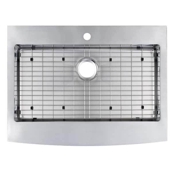 Brimley Retrofit Dual Mount Stainless Steel 33 in. 1-Hole Single Bowl Curved Farmhouse Apron Front Kitchen Sink