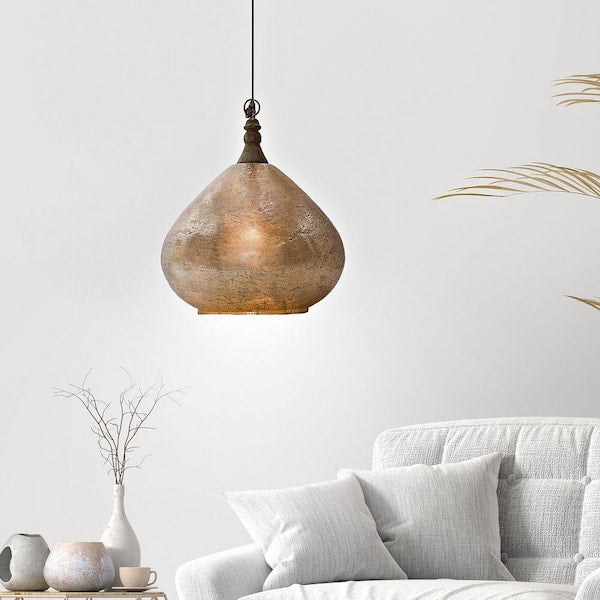 Alicante 1-Light Copper Hanging Pendant with Glass and Metal Shade