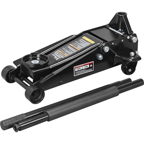 3-Ton Floor Jack with Dual Piston Speedy Lift in Black