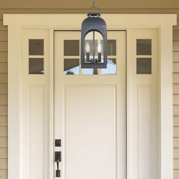 Presence 2-Light Black Outdoor Pendant Light Fixture with Clear Glass