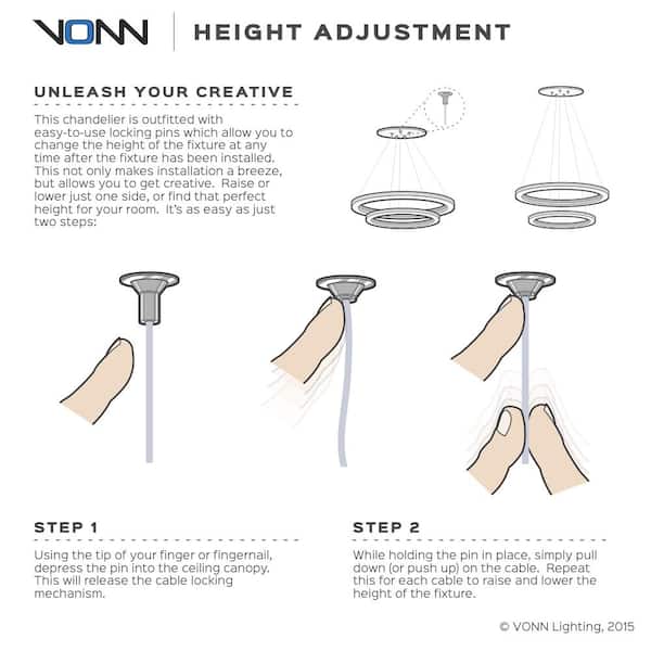 Atria Square 39 in. 62-Watt Black Modern ETL Certified Integrated LED Pendant Height Adjustable