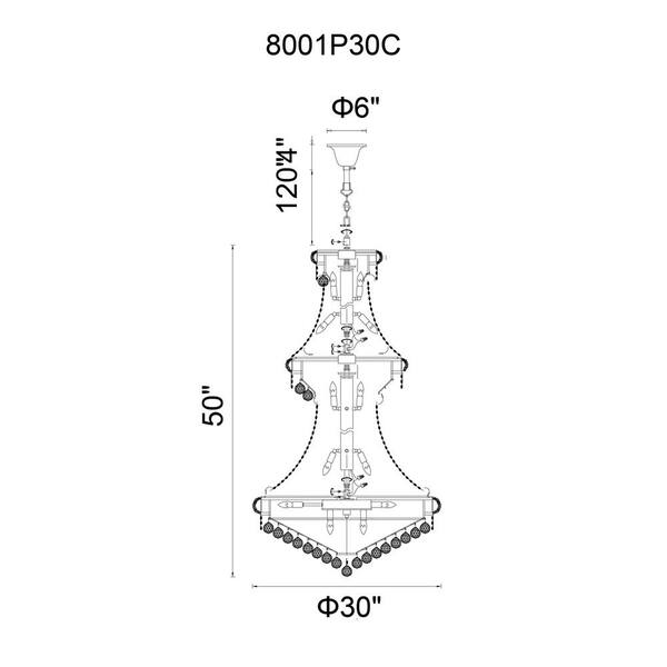 Empire 32 Light Down Chandelier With Chrome Finish