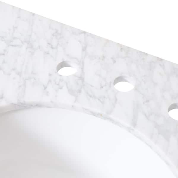 Roseland 6 ft. Marble Solid Surface Countertop with Sink in Carrara White