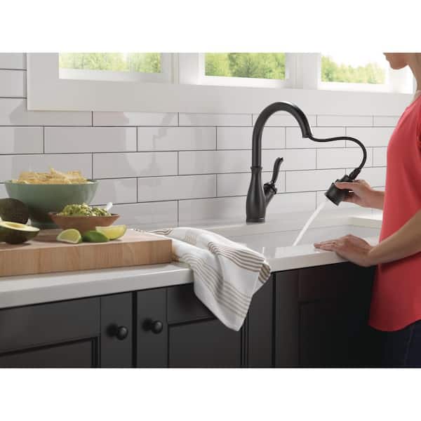 Leland Single-Handle Pull-Down Sprayer Kitchen Faucet with Touch2O Technology in Matte Black
