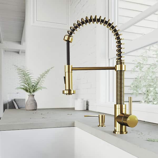 Kitchen Soap Dispenser in Matte Brushed Gold