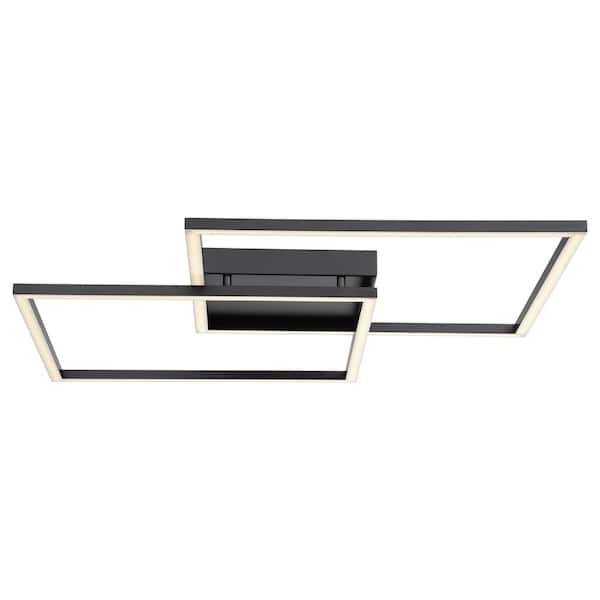 Squared 30.5 in. 1-Light Black LED Flush Mount