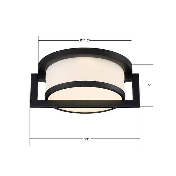 Landon 1-Light Black LED Outdoor Flush Mount Light