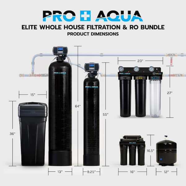 Elite Well Water Filter Softener Bundle Plus Reverse Osmosis Drinking System for Iron, Odor, Color, Hardness