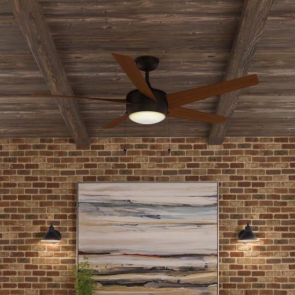 Windward 52 in. Integrated LED Indoor/Outdoor Oil-Rubbed Bronze Ceiling Fan with Light Kit