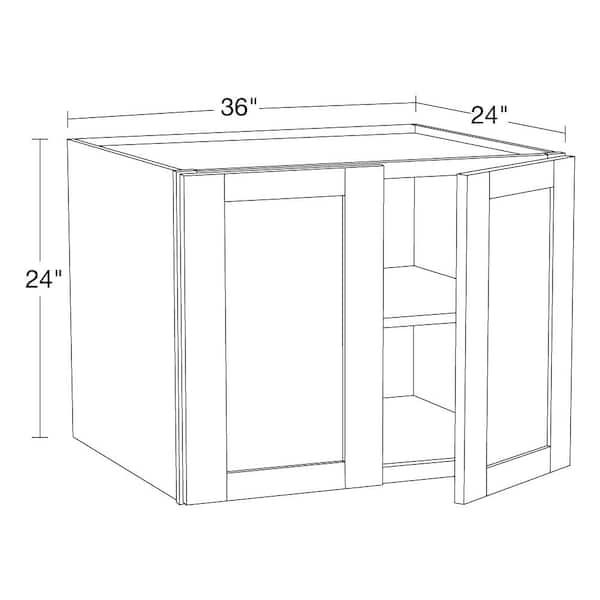 Arlington Vesper White Plywood Shaker Stock Assembled Wall Bridge Kitchen Cabinet Soft Close 36 in W x 24 in D x 24 in H