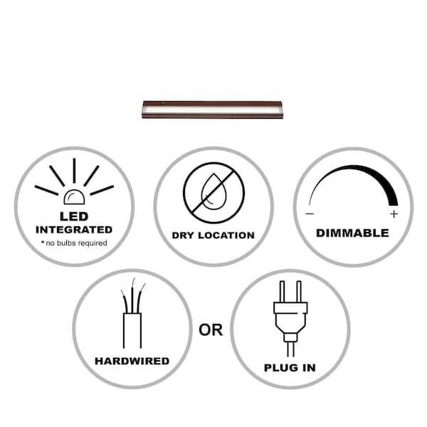Signature 24 in. Hardwired or Plug-In Bronze LED Under Cabinet Light with High/Low Light Switch