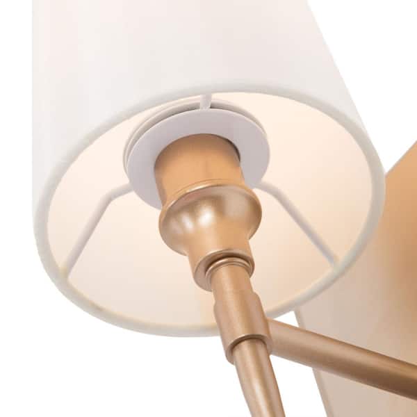 Modern Classic 1-Light Gold Wall Sconce Powder Room Bathroom Vanity Light with Bell Fabric Shade