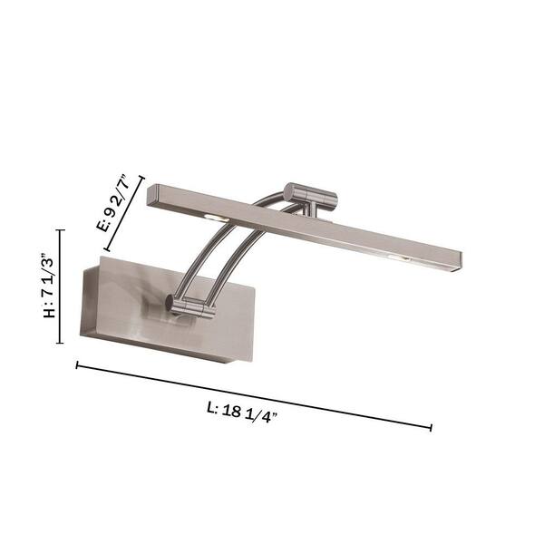 Doreen 18.27 in. W x 7.33 in. H 2-Light Matte Nickel Integrated LED Picture Light with Movable Head and Arm