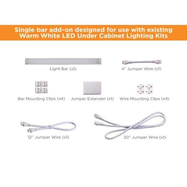 9 in. LED Warm White 2700K, Dimmable, 1-Bar Under Cabinet Lights Kit with Hands-Free On/Off (Tool-Free Plug-in Install)