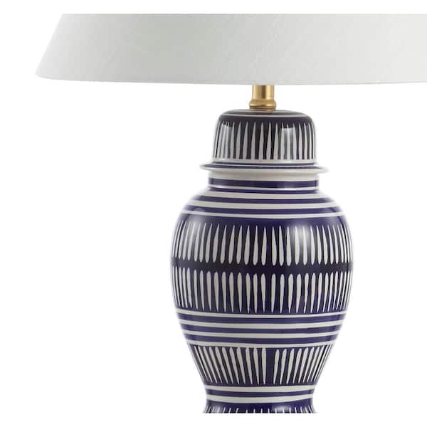 Reed 27 in. Navy Ceramic/Iron Modern Coastal LED Table Lamp