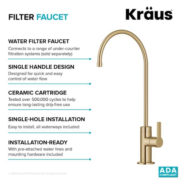 Oletto Single Handle Beverage Faucet in Brushed Brass