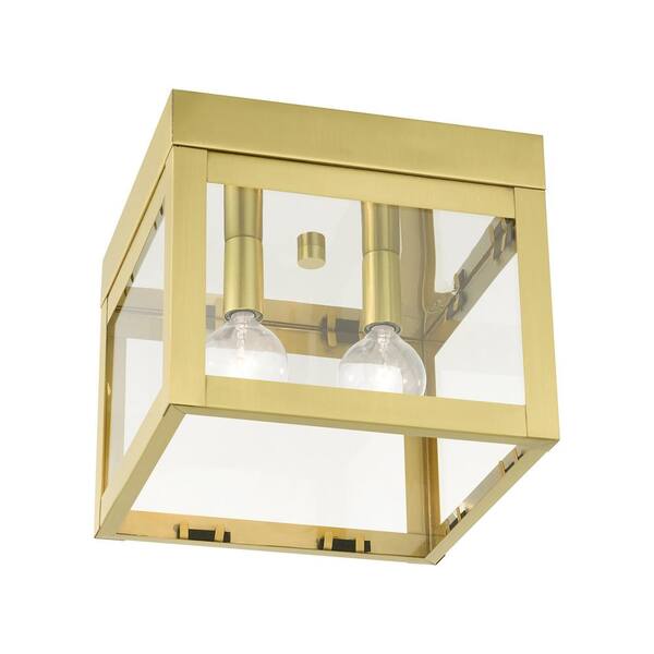Nyack 2 Light Satin Brass Flush Mount Light