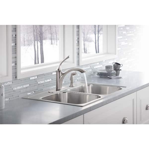 Mistos Single-Handle Standard Kitchen Faucet with Side Sprayer in Stainless Steel
