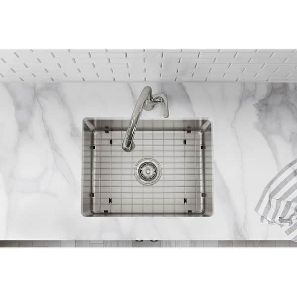 Avenue Drop-In/Undermount Stainless Steel 25 in. Single Bowl Kitchen Sink with Bottom Grid and Drain