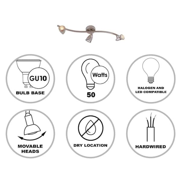 Stingray 2.2 ft. 3-Light Brushed Nickel Track Light Fixture