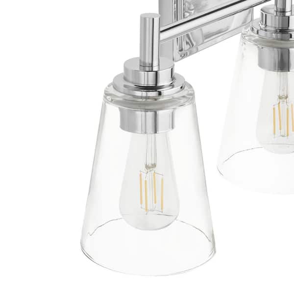 Wakefield 22 in. 3-Light Chrome Modern Vanity with Clear Glass Shades