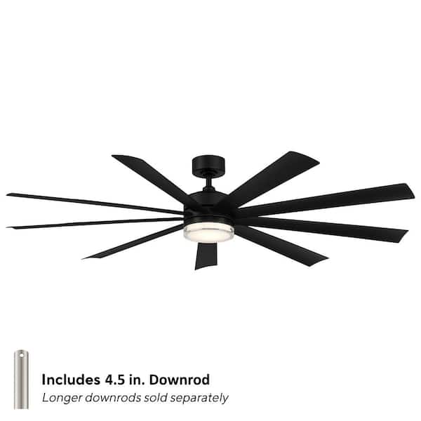 Wynd XL 72 in. 3000K Integrated LED Indoor/Outdoor Matte Black Smart Ceiling Fan with Light Kit and Remote
