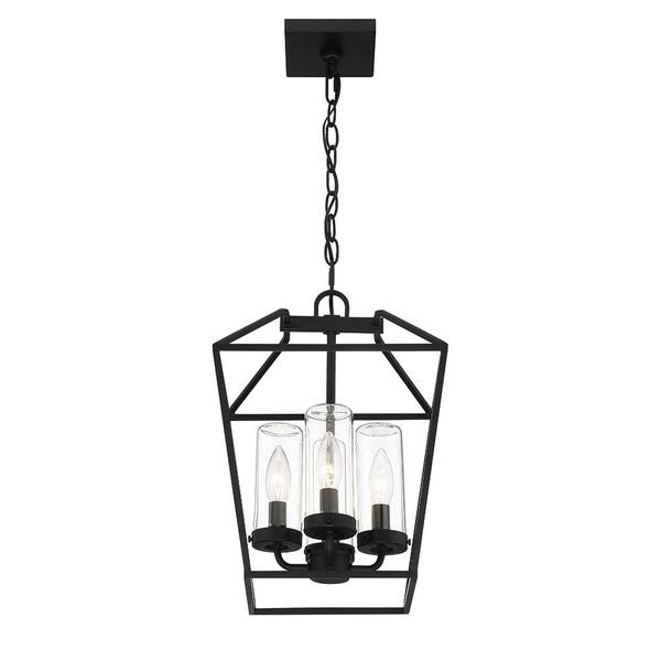 Bastille 4-Light Black Outdoor Pendant Light with Clear Glass