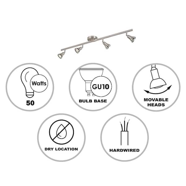 Renew 3.25 ft. 4-Light Brushed Nickel Track Light Fixture with Adjustable Heads