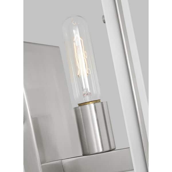 Dex 1-Light Brushed Nickel Wall Sconce with Satin Etched Glass Shade