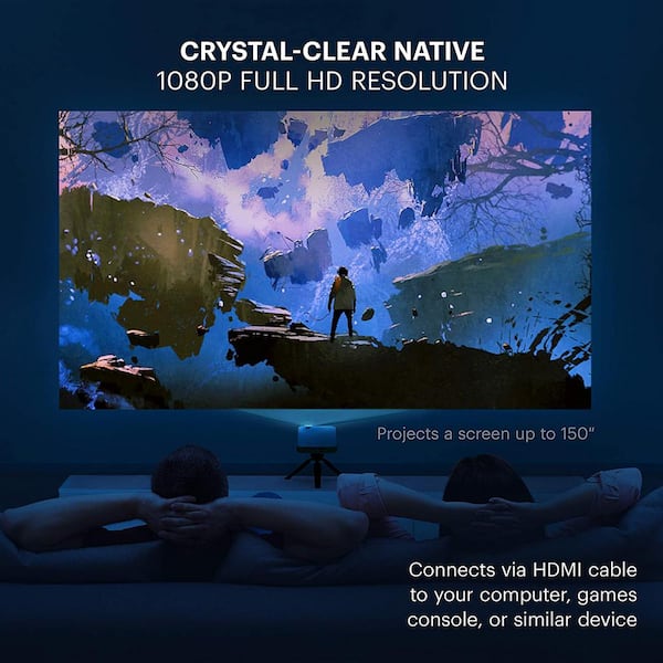 Luma 450 1920 x 1080 Full HD Mini Smart Portable Projector with 200 Lumens, Wi-Fi and Bluetooth