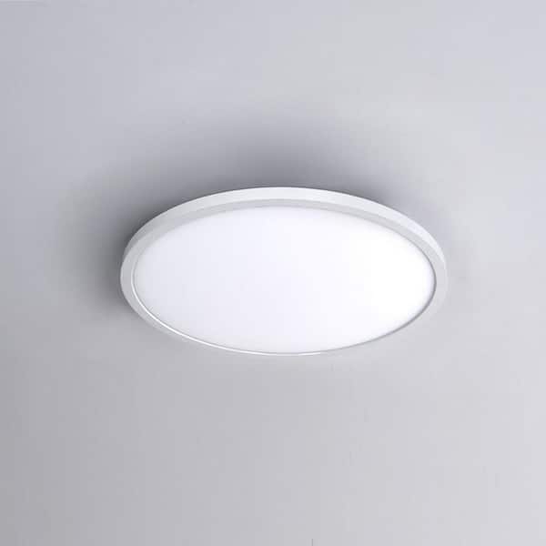 Round 11 in. 1-Light White LED Flush Mount