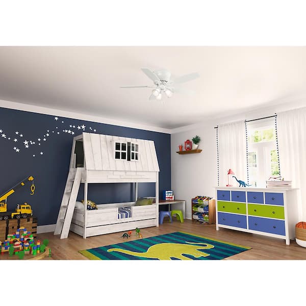 Oakhurst II 52 in. Low Profile LED Indoor Fresh White Ceiling Fan with Light Kit