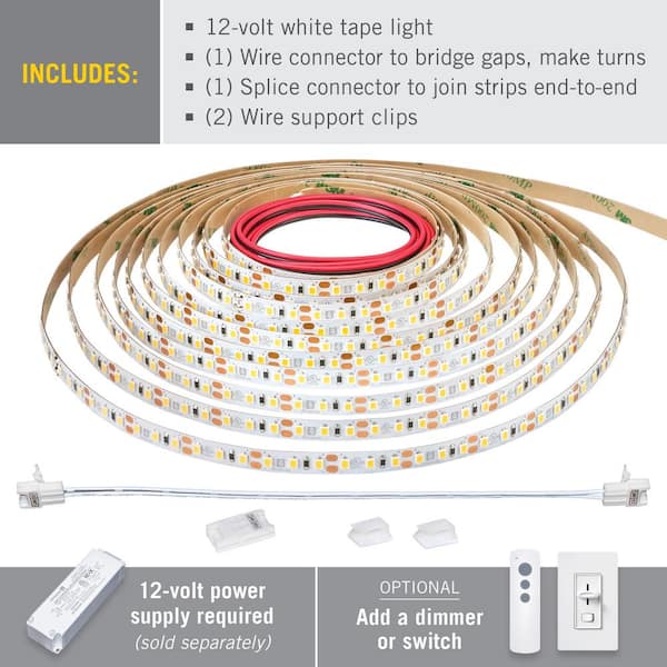 RibbonFlex Pro 32.8 ft. 12-Volt White Tape Strip Light 60 LEDs/m Soft Bright White (3000K)