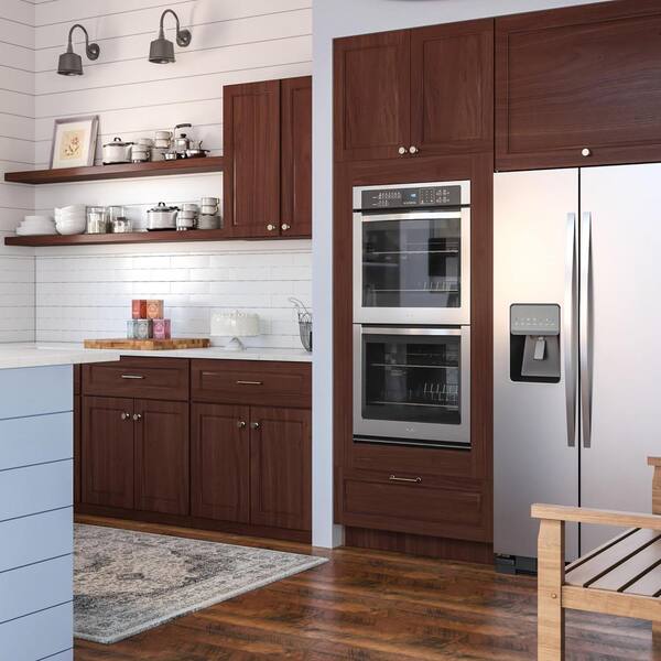 Benton Ready-to-Assemble 33x96x24.6 in. Base Double Oven Cabinet in Amber