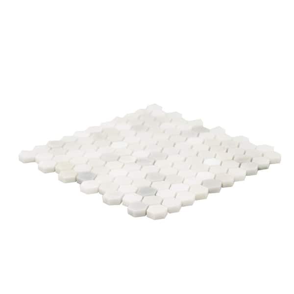 Greecian White Hexagon 12 in. x 12 in. x 10mm Honed Marble Mesh-Mounted Mosaic Tile (8.9 sq. ft. / case)
