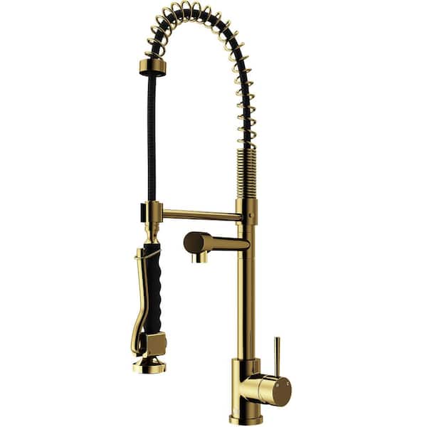 Zurich Single Handle Pull-Down Sprayer Kitchen Faucet in Matte Brushed Gold