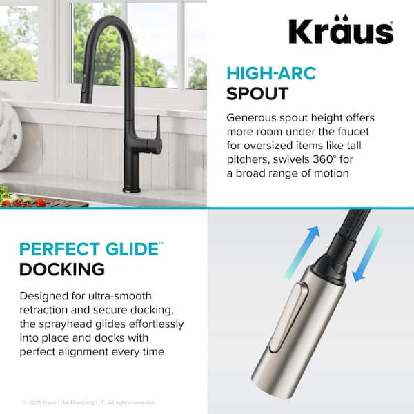 Oletto Single Handle Touch Pull Down Sprayer Kitchen Faucet in Matte Black