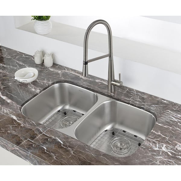 50/50 Undermount 16-Gauge Stainless Steel 29 in. Double Bowl Kitchen Sink