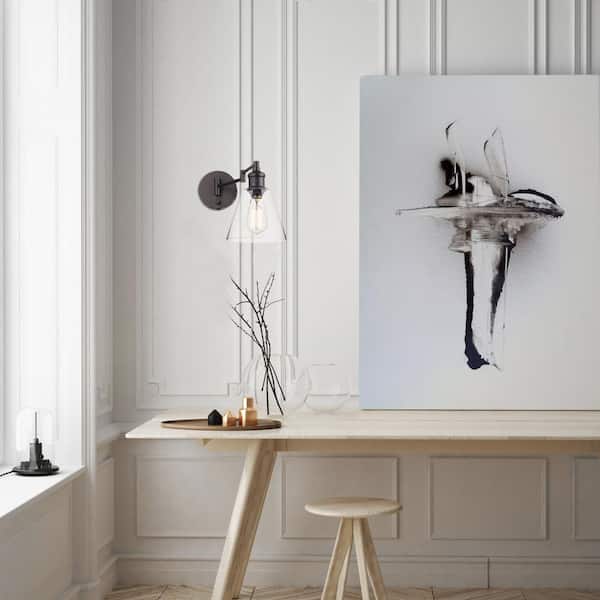 LeClair 1-Light Dark Bronze Plug-In or Hardwire Industrial Wall Sconce