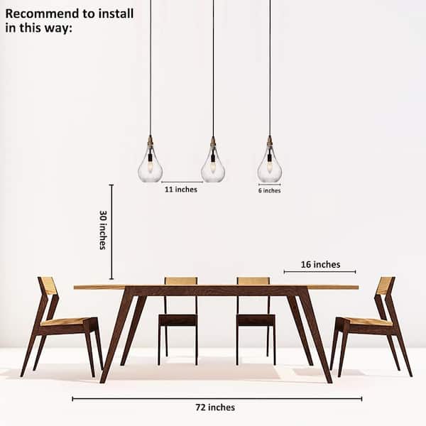Modern Farmhouse Teardrop Kitchen Island Pendant Lighting Maya 1-Light Black Wood Pendant Light with Seeded Glass Shade