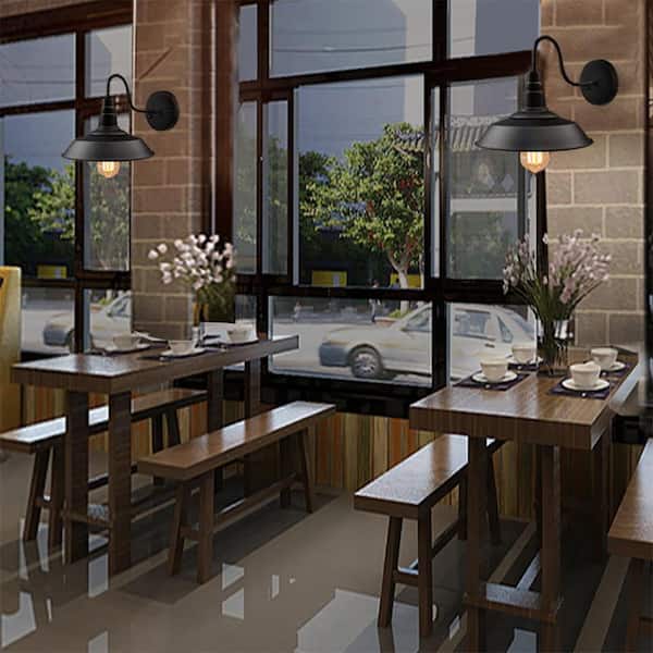 1-Light Black Industrial Classic Wall Sconce Barn Light Farmhouse Gooseneck Barn Vanity Wall Lamp