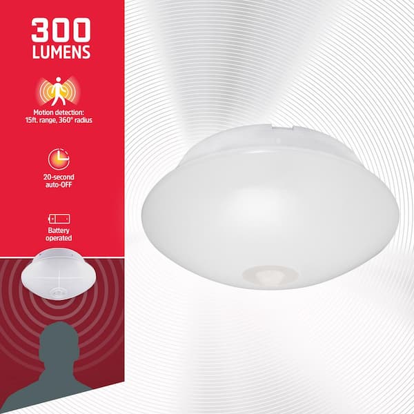 Battery Operated Motion-Activated LED Ceiling Night Light, 1 Bulb, 1-Pack