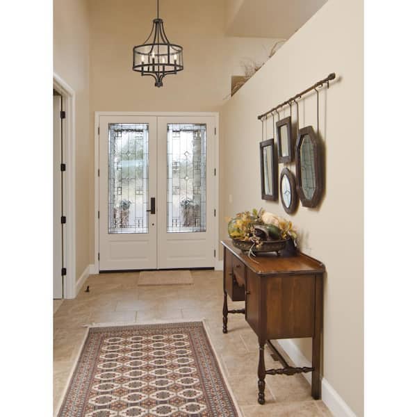 Belle View 4-Light Oil Rubbed Bronze with Highlights Chandelier with Clear Seeded Glass Drum Shade