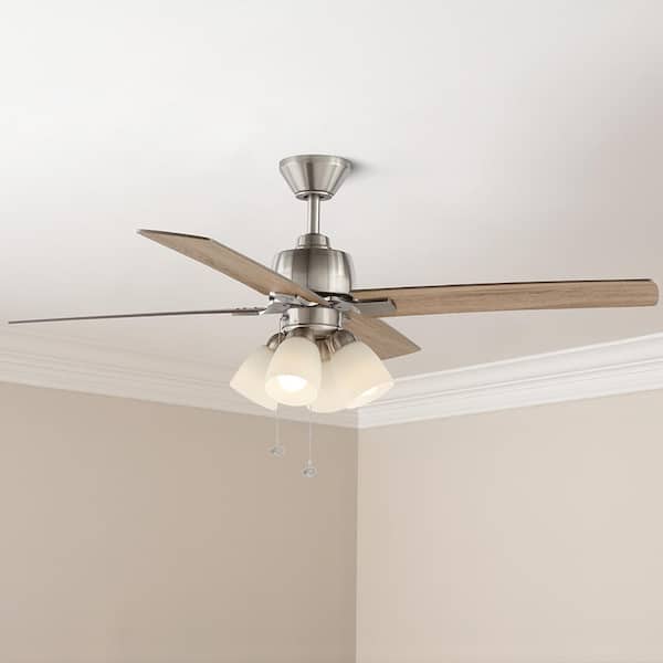 Malone 54 in. LED Brushed Nickel Ceiling Fan with Light Kit