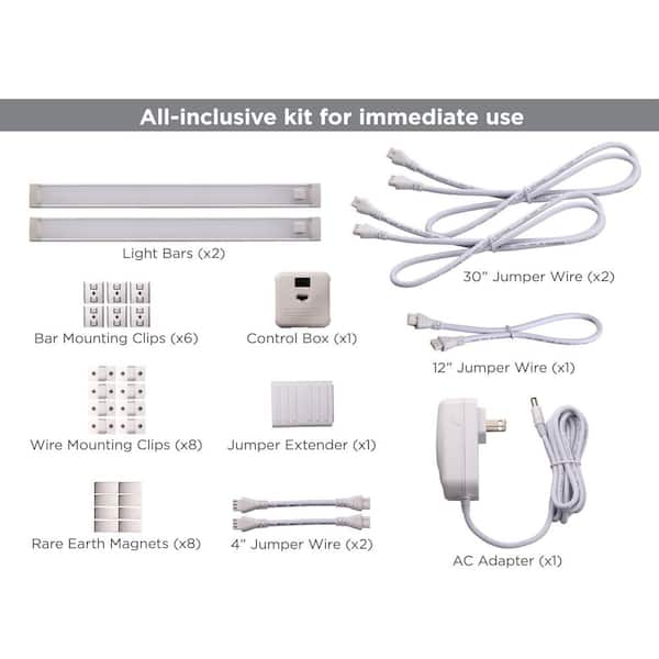 12 in., LED Under Cabinet Light, 2 Bars Kit