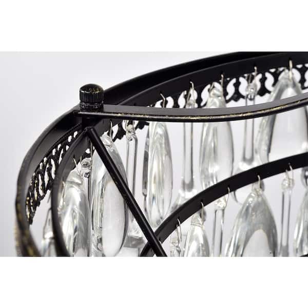 Clarus 6-Light Antique Bronze Glam Chandelier with Hanging Teardrop Crystals