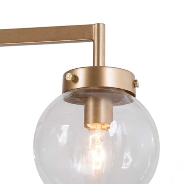Modern Gold Sputnik Bedroom Chandelier, 27.5 in. 4-Light Farmhouse Linear Globe Dining Room Chandeliers Semi flush Mount