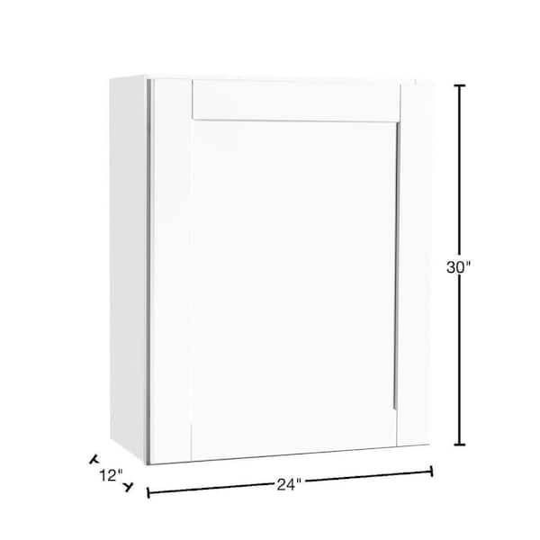 Shaker 24 in. W x 12 in. D x 30 in. H Assembled Wall Kitchen Cabinet in Satin White