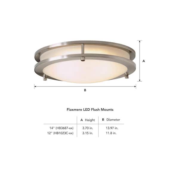 Flaxmere 12 in. Brushed Nickel Dimmable Integrated LED Flush Mount Ceiling Light with Frosted White Glass Shade