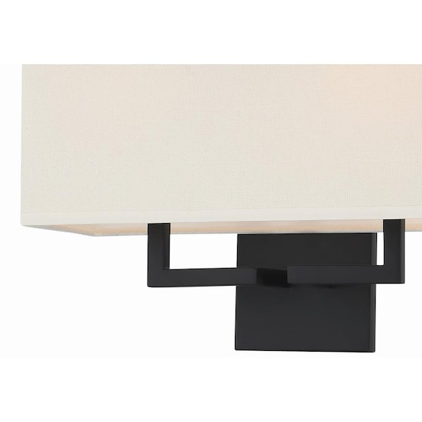 Kovacs 2-Light Black Wall Sconce with White Fabric Shade